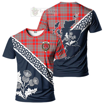 Moubray Tartan T-Shirt Featuring Thistle and Scotland Map Kid's Shirt - Tartanvibesclothing Store
