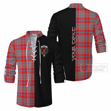 Moubray Tartan Ghillie Kilt Shirt with Family Crest and Half Of Me Style Men - Tartan Vibes Clothing