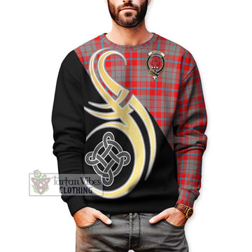 Moubray Tartan Sweatshirt with Family Crest and Celtic Symbol Style Unisex - Tartan Vibes Clothing
