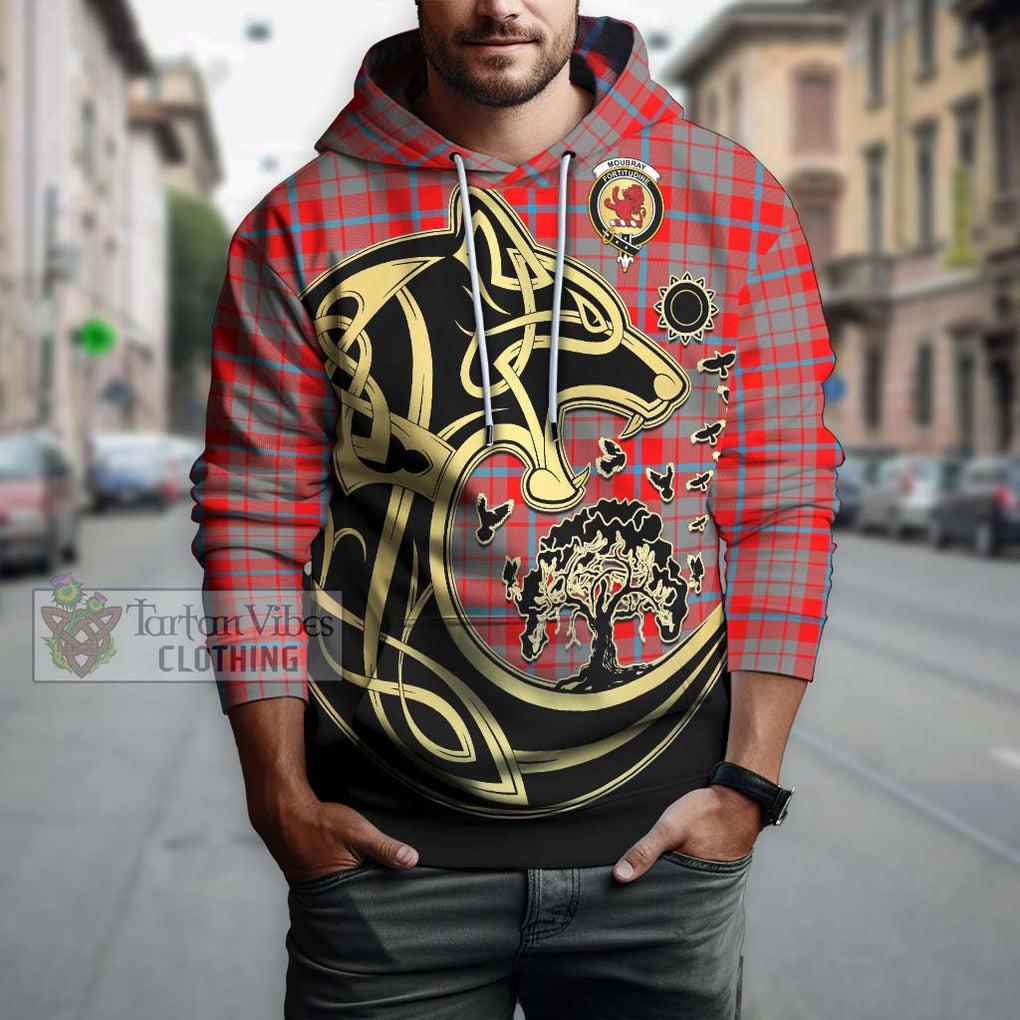Moubray Tartan Hoodie with Family Crest Celtic Wolf Style Zip Hoodie - Tartan Vibes Clothing