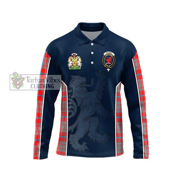 Moubray Tartan Long Sleeve Polo Shirt with Family Crest and Lion Rampant Vibes Sport Style Unisex - Tartan Vibes Clothing