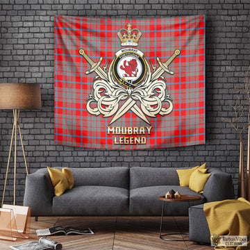 Moubray Tartan Tapestry with Clan Crest and the Golden Sword of Courageous Legacy Tapestry - Tartan Vibes Clothing