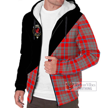 Moubray Tartan Sherpa Hoodie with Family Crest and Military Logo Style Unisex S - Tartan Vibes Clothing