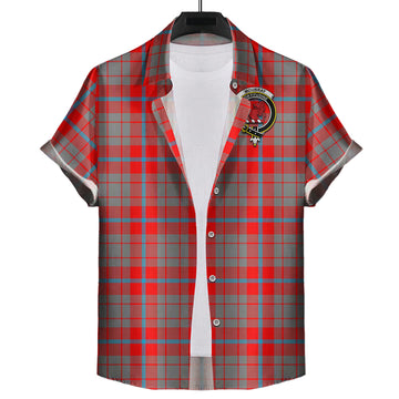 Moubray Tartan Short Sleeve Button Down Shirt with Family Crest