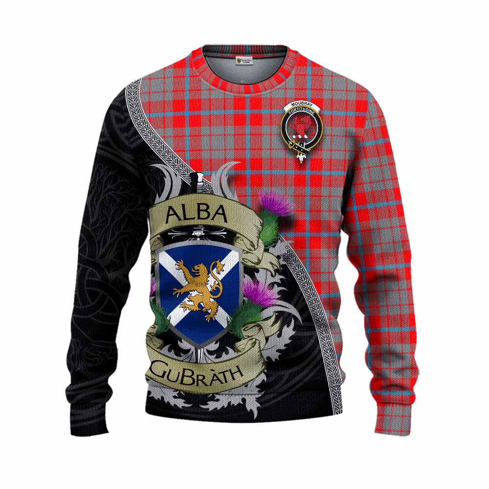 Moubray Tartan Family Crest Knitted Sweater Lion Rampant Royal Thistle Shield Celtic Inspired Unisex - Tartan Vibes Clothing
