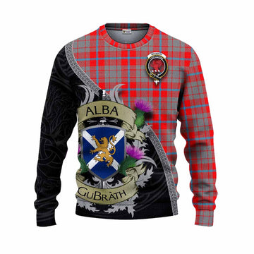 Moubray Tartan Family Crest Knitted Sweater Lion Rampant Royal Thistle Shield Celtic Inspired Unisex - Tartan Vibes Clothing