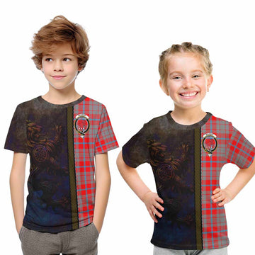 Moubray Tartan Family Crest Kid T-Shirt Alba Gu Brath Be Brave Lion Ancient Style