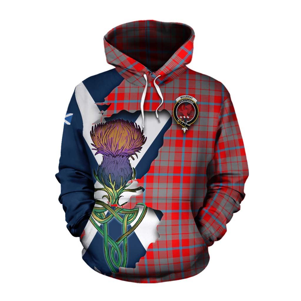 Tartan Vibes Clothing Moubray Tartan Family Crest Cotton Hoodie Scottish Thistle Celtic Inspired