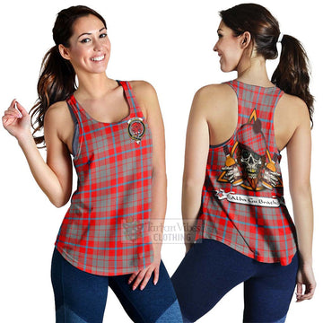 Moubray Tartan Women's Racerback Tanks with Family Crest and Bearded Skull Holding Bottles of Whiskey 4XL - Tartan Vibes Clothing