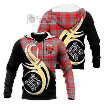 Moubray Tartan Knitted Hoodie with Family Crest and Celtic Symbol Style Unisex Knitted Pullover Hoodie - Tartan Vibes Clothing