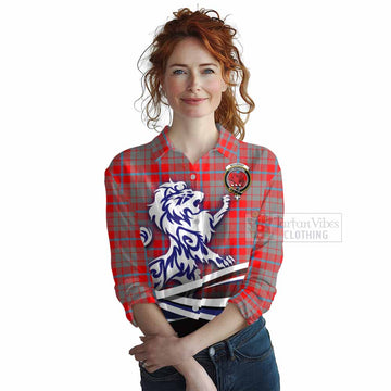 Moubray Tartan Women's Casual Shirt with Alba Gu Brath Regal Lion Emblem Female - Tartan Vibes Clothing