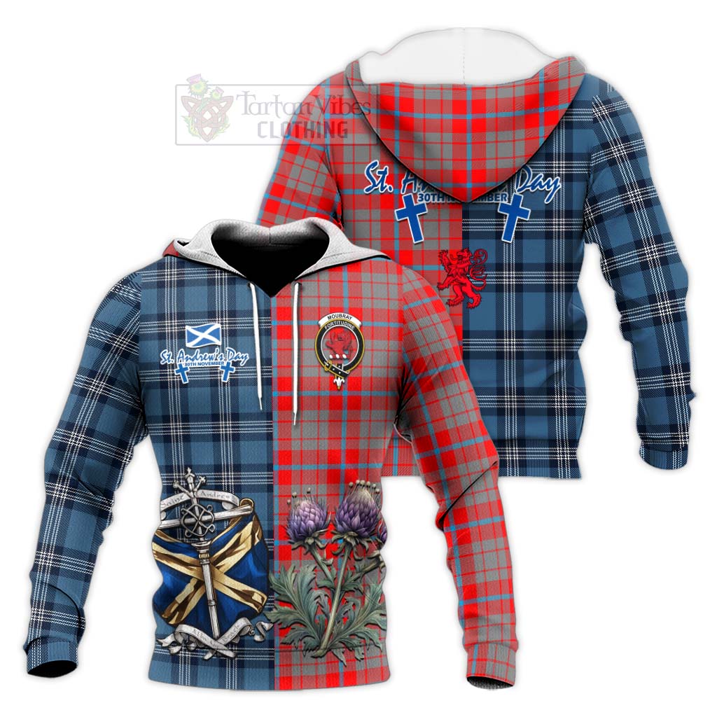 Tartan Vibes Clothing Moubray Tartan Knitted Hoodie Happy St. Andrew's Day Half Tartan Style