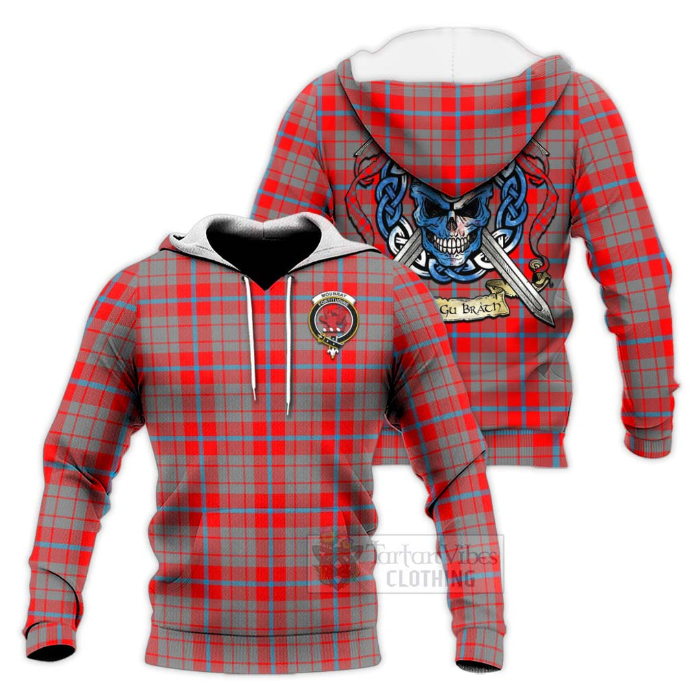 Moubray Tartan Knitted Hoodie with Family Crest Celtic Skull Style Unisex Knitted Pullover Hoodie - Tartan Vibes Clothing