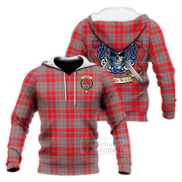 Moubray Tartan Knitted Hoodie with Family Crest Celtic Skull Style Unisex Knitted Pullover Hoodie - Tartan Vibes Clothing