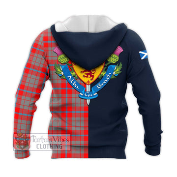 Tartan Vibes Clothing Moubray Tartan Knitted Hoodie with Scottish Lion Royal Arm Half Style