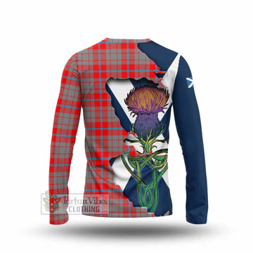 Tartan Vibes Clothing Moubray Tartan Family Crest Long Sleeve T-Shirt Scottish Thistle Celtic Inspired
