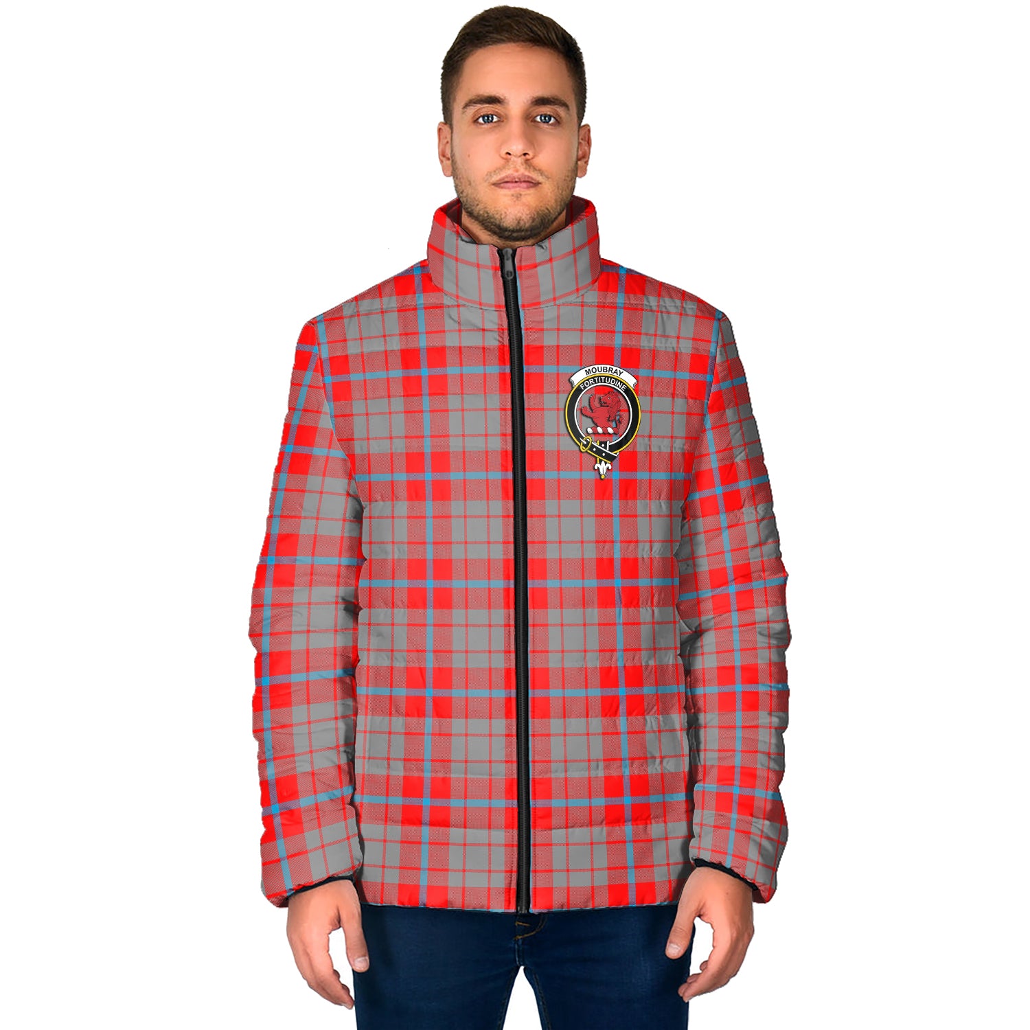 Moubray Tartan Padded Jacket with Family Crest - Tartan Vibes Clothing