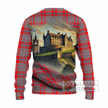 Moubray Tartan Family Crest Knitted Sweater with Scottish Ancient Castle Style - Tartan Vibes Clothing