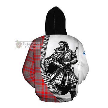 Moubray Tartan Clan Crest Cotton Hoodie with Highlander Warrior Celtic Style Pullover Hoodie - Tartan Vibes Clothing