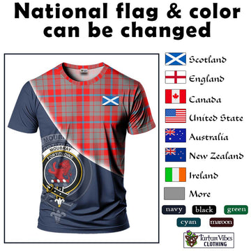 Moubray Tartan T-Shirt with Personalised National Flag and Family Crest Half Style - Tartan Vibes Clothing