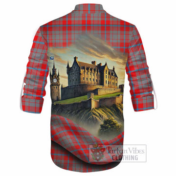 Moubray Tartan Family Crest Ghillie Kilt Shirt with Scottish Ancient Castle Style - Tartan Vibes Clothing