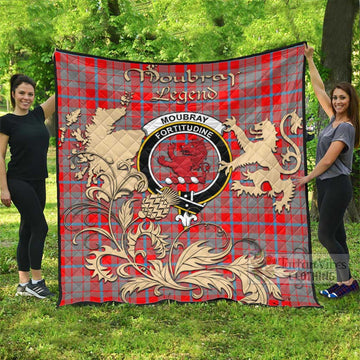 Tartan Vibes Clothing Moubray Tartan Quilt with Family Crest and Scottish Symbol Style