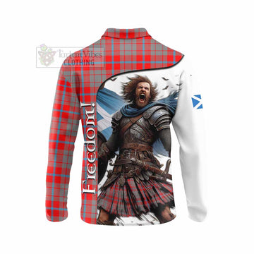 Tartan Vibes Clothing Moubray Crest Tartan Long Sleeve Polo Shirt Inspired by the Freedom of Scottish Warrior