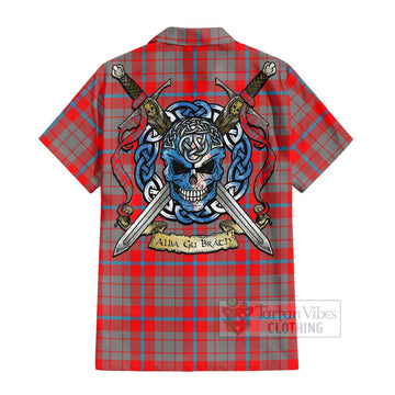 Moubray Tartan Hawaiian Shirt with Family Crest Celtic Skull Style - Tartan Vibes Clothing