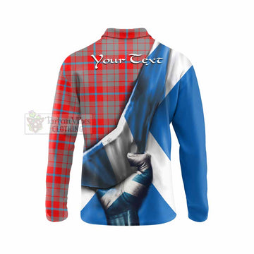 Moubray Tartan Long Sleeve Polo Shirt with Family Crest Scotland Patriotic Style - Tartan Vibes Clothing