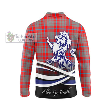 Moubray Tartan Long Sleeve Polo Shirt with Alba Gu Brath Regal Lion Emblem - Tartan Vibes Clothing