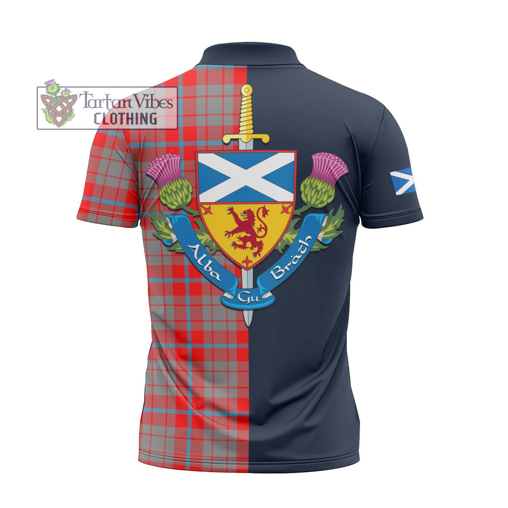 Moubray Tartan Zipper Polo Shirt Alba with Scottish Lion Royal Arm Half Style - Tartan Vibes Clothing