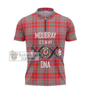 Moubray Tartan Zipper Polo Shirt with Family Crest DNA In Me Style - Tartan Vibes Clothing