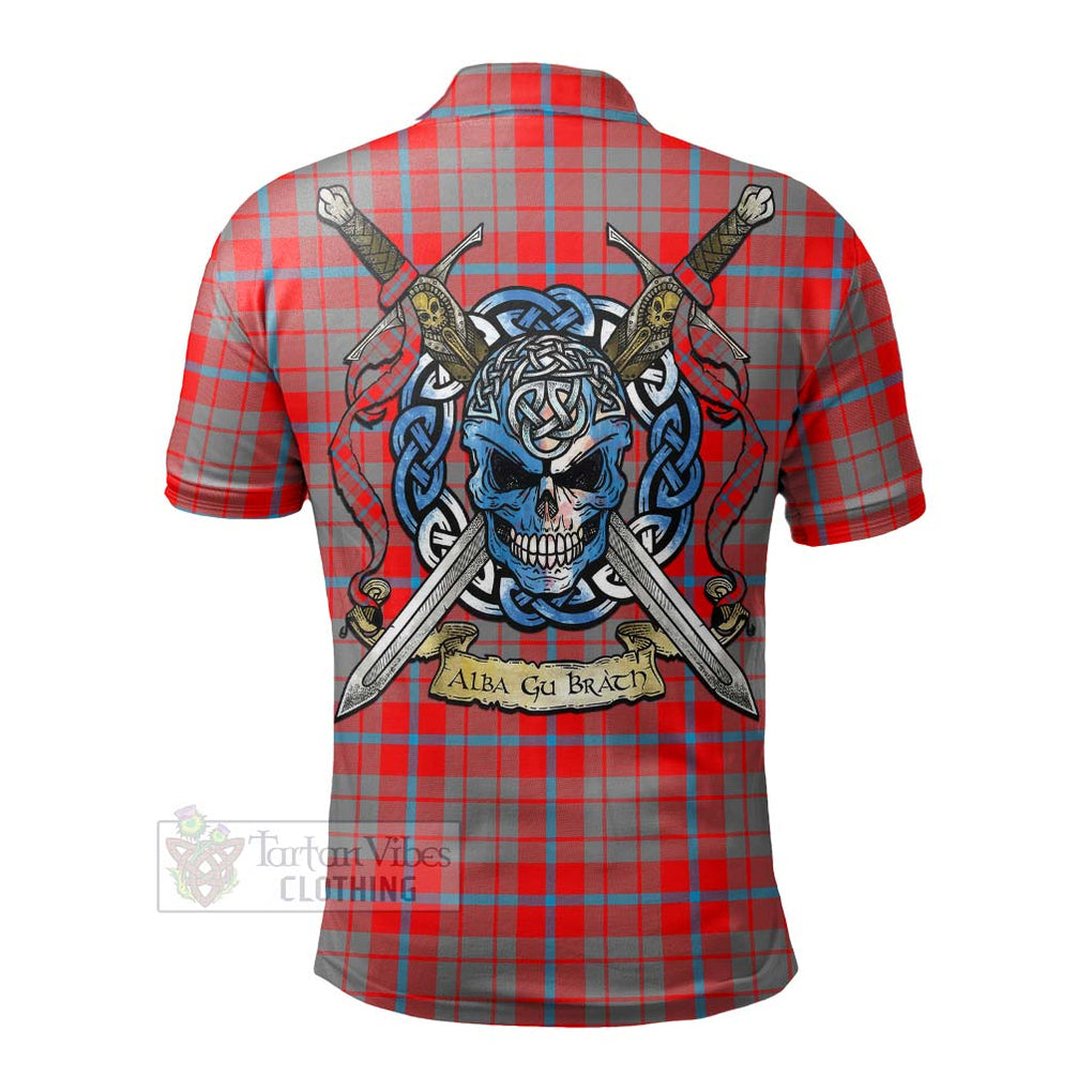 Moubray Tartan Polo Shirt with Family Crest Celtic Skull Style - Tartan Vibes Clothing