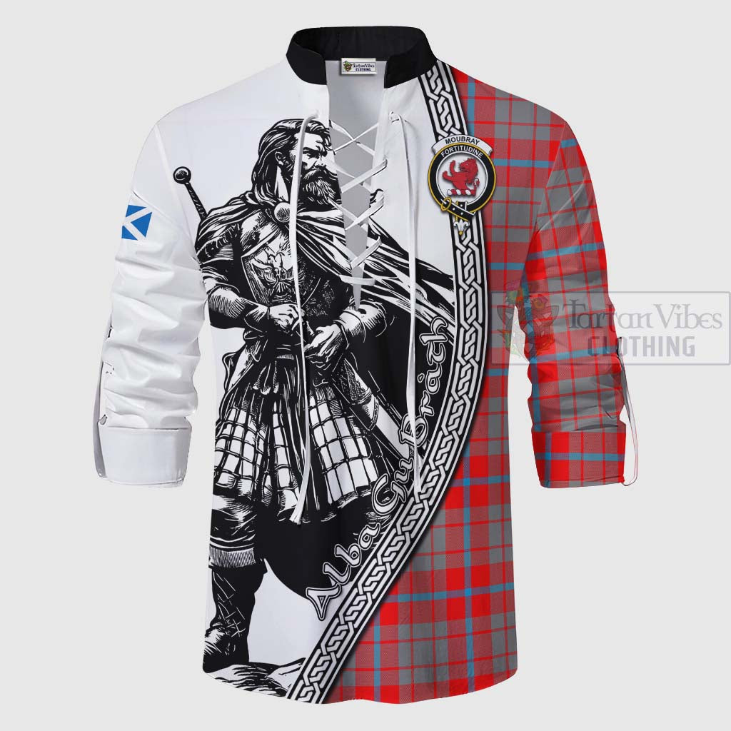 Moubray Tartan Clan Crest Ghillie Kilt Shirt with Highlander Warrior Celtic Style - Tartan Vibes Clothing