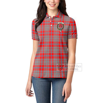 Moubray Tartan Women's Polo Shirt with Family Crest and Bearded Skull Holding Bottles of Whiskey - Tartan Vibes Clothing