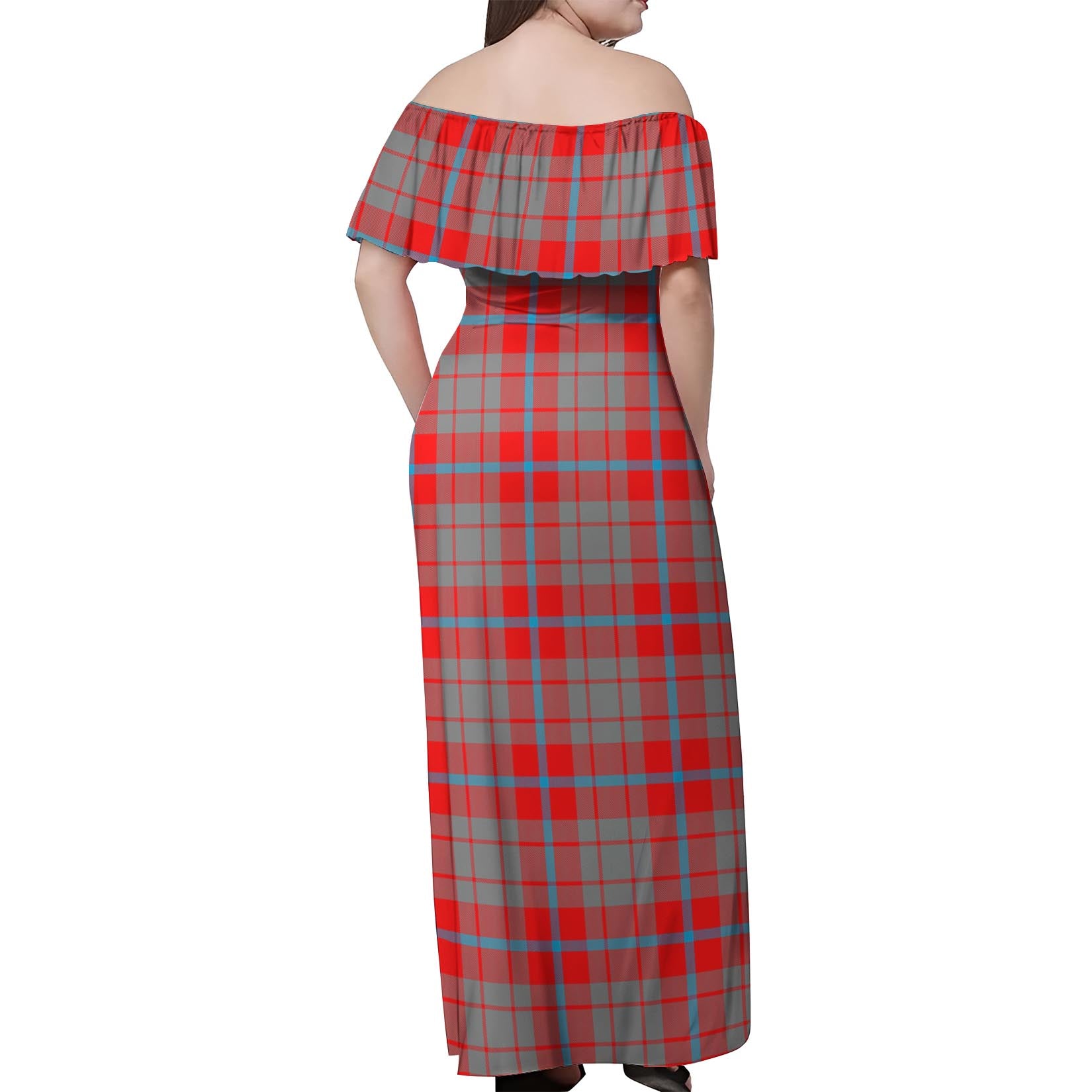 Moubray Tartan Off Shoulder Long Dress - Tartan Vibes Clothing