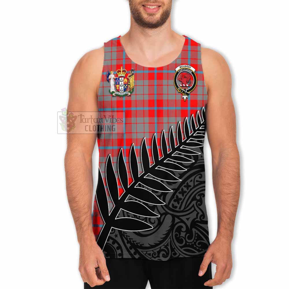 Tartan Vibes Clothing Moubray Crest Tartan Men's Tank Top with New Zealand Silver Fern Half Style