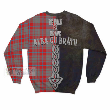 Moubray Tartan Family Crest Sweatshirt Alba Gu Brath Be Brave Lion Ancient Style - Tartan Vibes Clothing