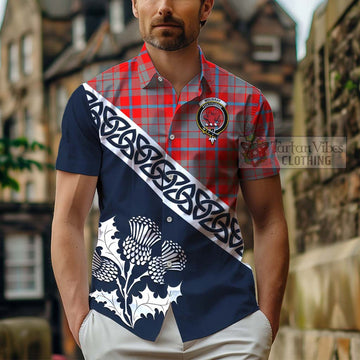 Moubray Tartan Hawaiian Shirt Featuring Thistle and Scotland Map - Tartan Vibes Clothing