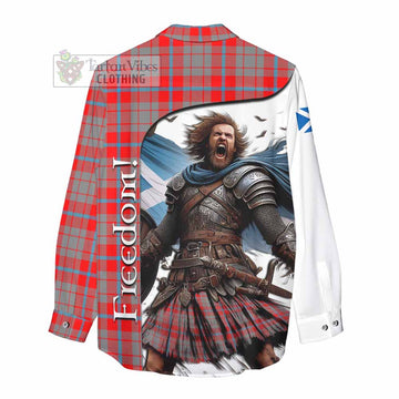 Tartan Vibes Clothing Moubray Crest Tartan Women's Casual Shirt Inspired by the Freedom of Scottish Warrior