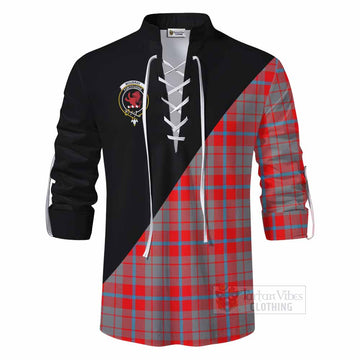 Moubray Tartan Ghillie Kilt Shirt with Family Crest and Military Logo Style - Tartan Vibes Clothing