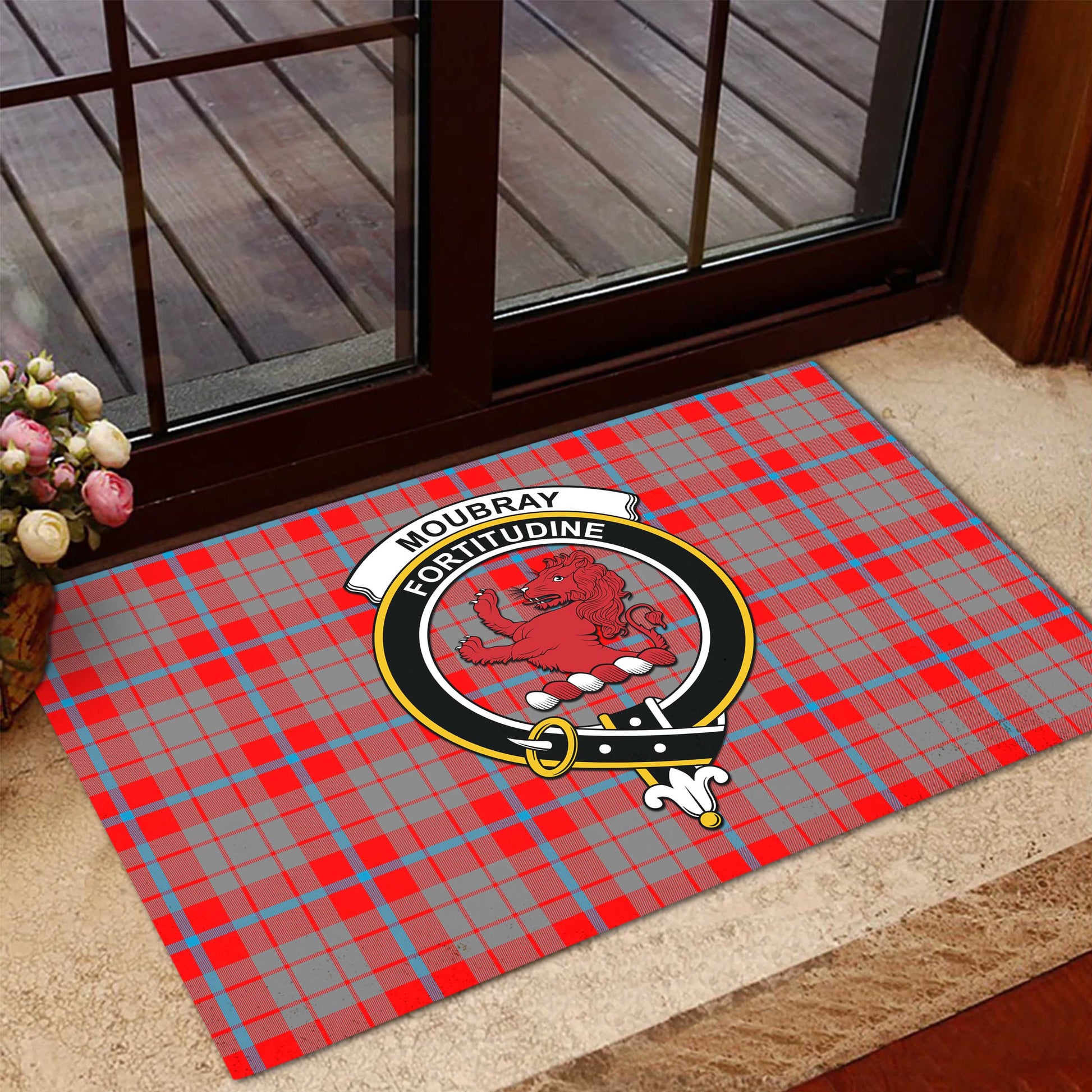 Moubray Tartan Rubber Doormat with Family Crest - Tartan Vibes Clothing