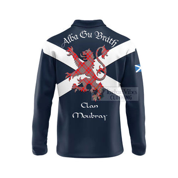 Moubray Tartan Lion Rampant Long Sleeve Polo Shirt Proudly Display Your Heritage with Alba Gu Brath and Clan Name - Tartan Vibes Clothing
