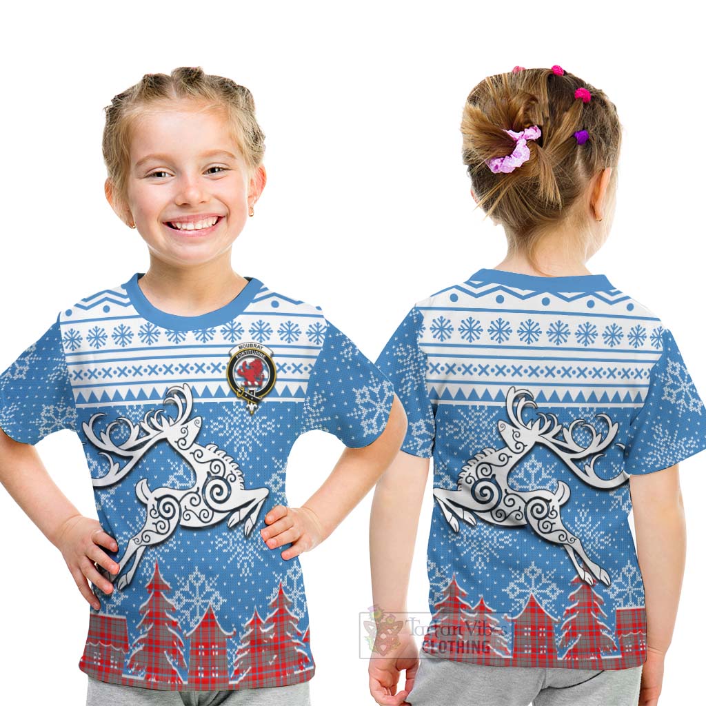 Moubray Clan Christmas Kid T-Shirt Celtic Reindeer Style - Tartan Vibes Clothing