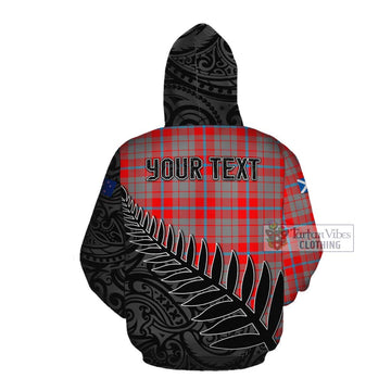 Tartan Vibes Clothing Moubray Crest Tartan Cotton Hoodie with New Zealand Silver Fern Half Style