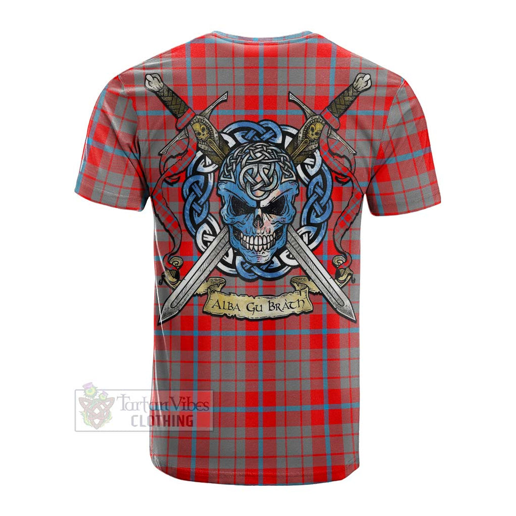 Tartan Vibes Clothing Moubray Tartan Cotton T-shirt with Family Crest Celtic Skull Style