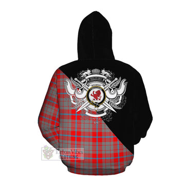 Moubray Tartan Cotton Hoodie with Family Crest and Military Logo Style Pullover Hoodie - Tartan Vibes Clothing