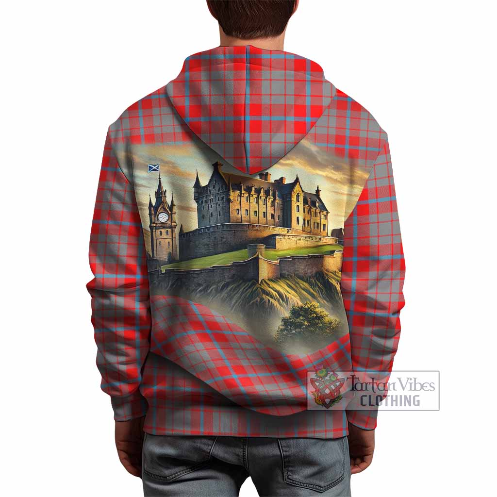 Moubray Tartan Family Crest Hoodie with Scottish Ancient Castle Style - Tartan Vibes Clothing