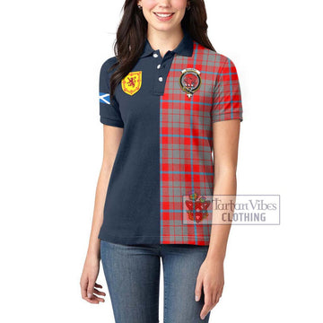 Moubray Tartan Women's Polo Shirt Alba with Scottish Lion Royal Arm Half Style - Tartan Vibes Clothing