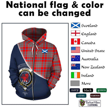 Moubray Tartan Hoodie with Personalised National Flag and Family Crest Half Style - Tartan Vibes Clothing
